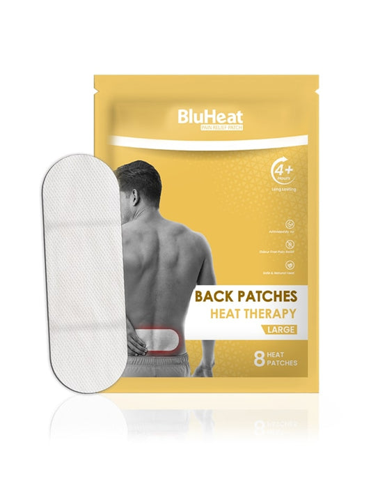 BluHeat Back Pain Relief Patches - (Pack of 8 Large Patches)